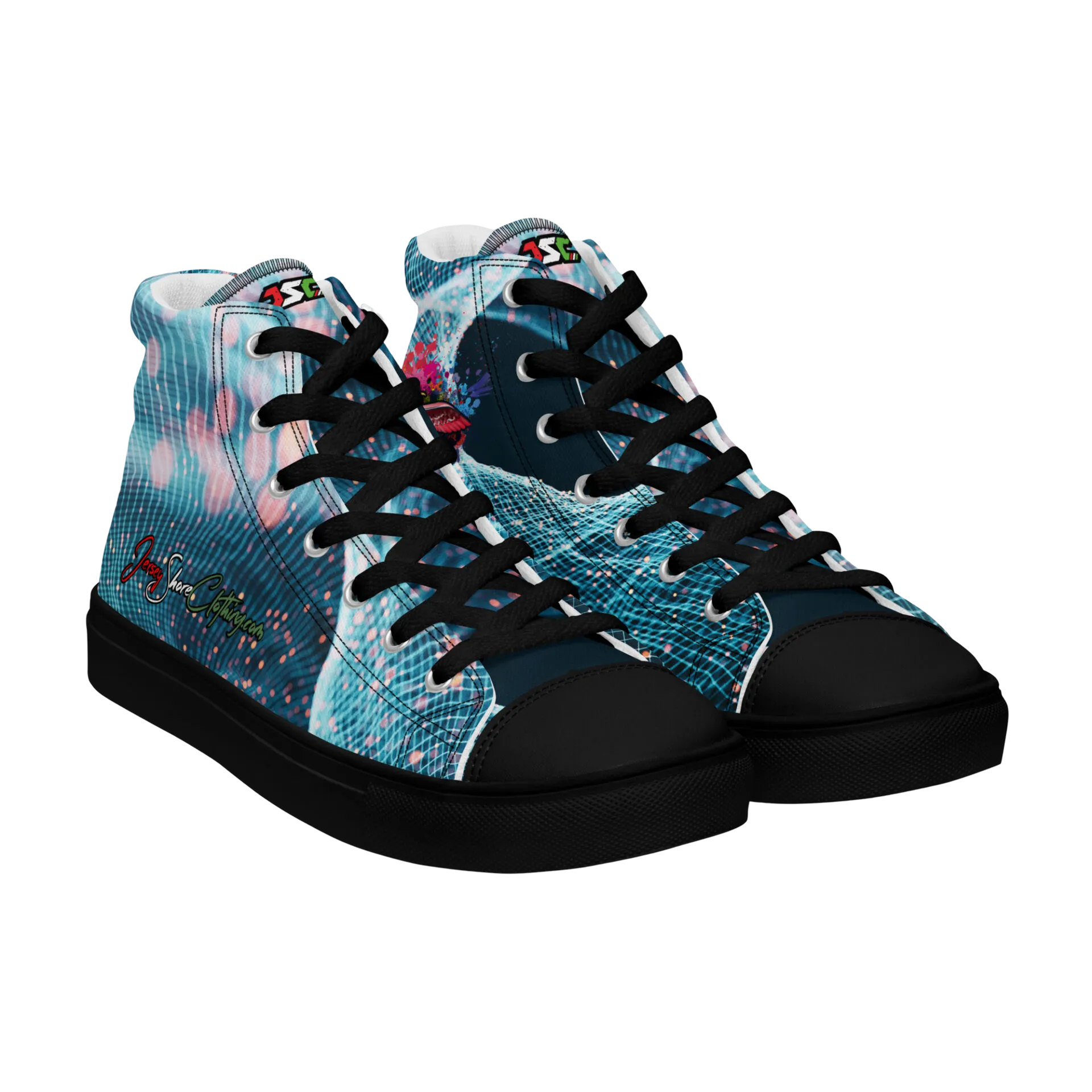 Pair of blue patterned high-top sneakers