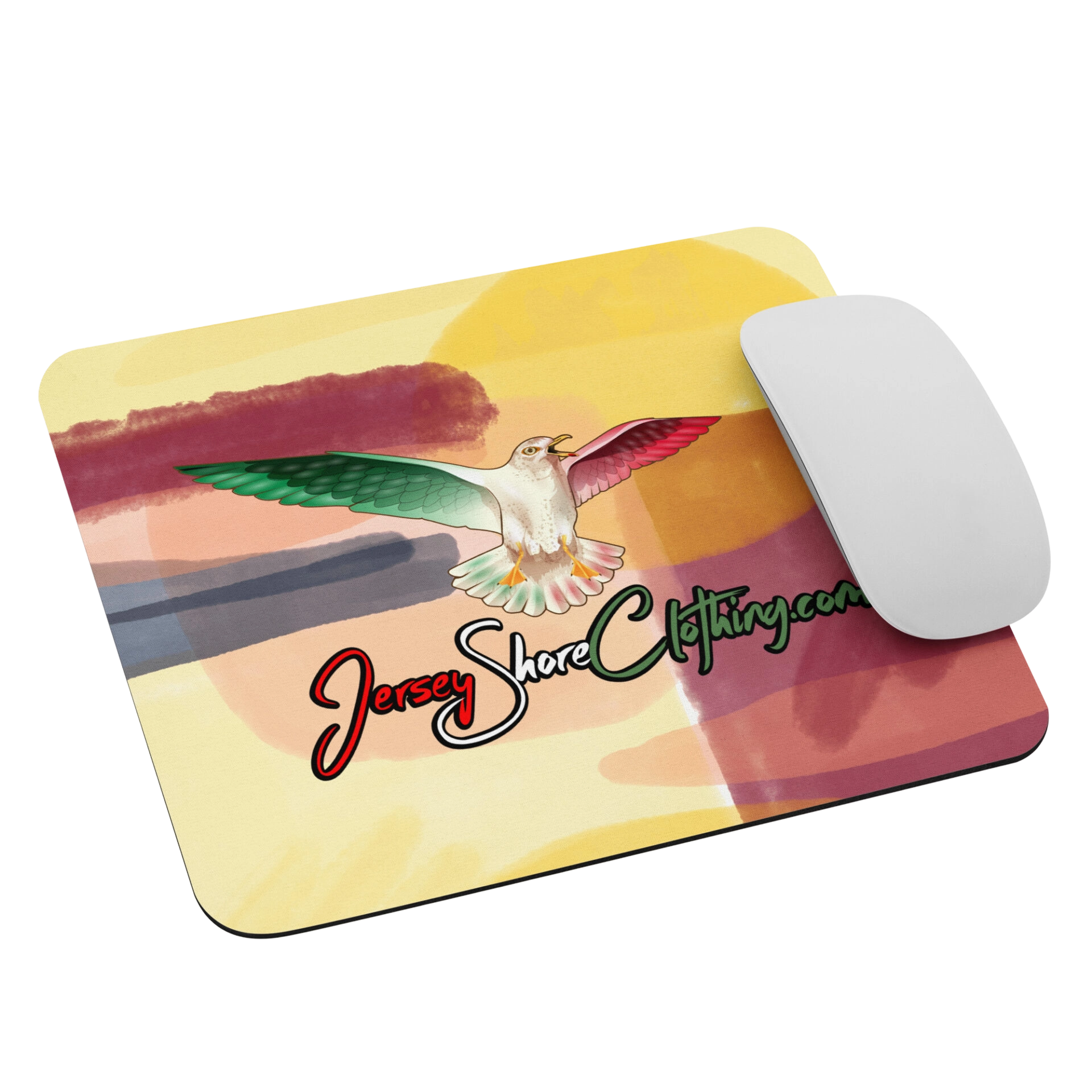 Mousepad with seagull and Jersey Shore logo