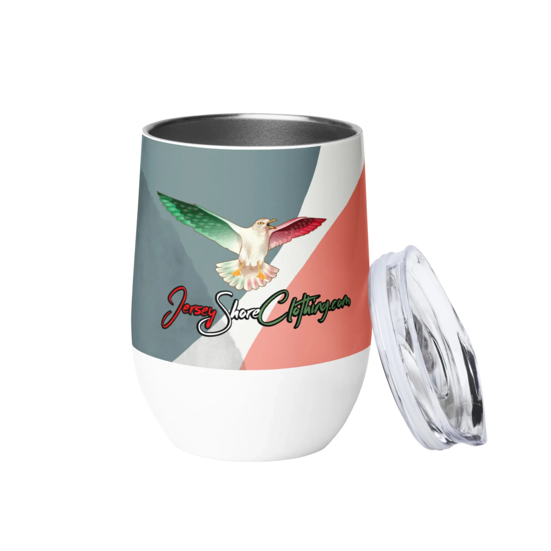 Insulated travel tumbler with dove logo