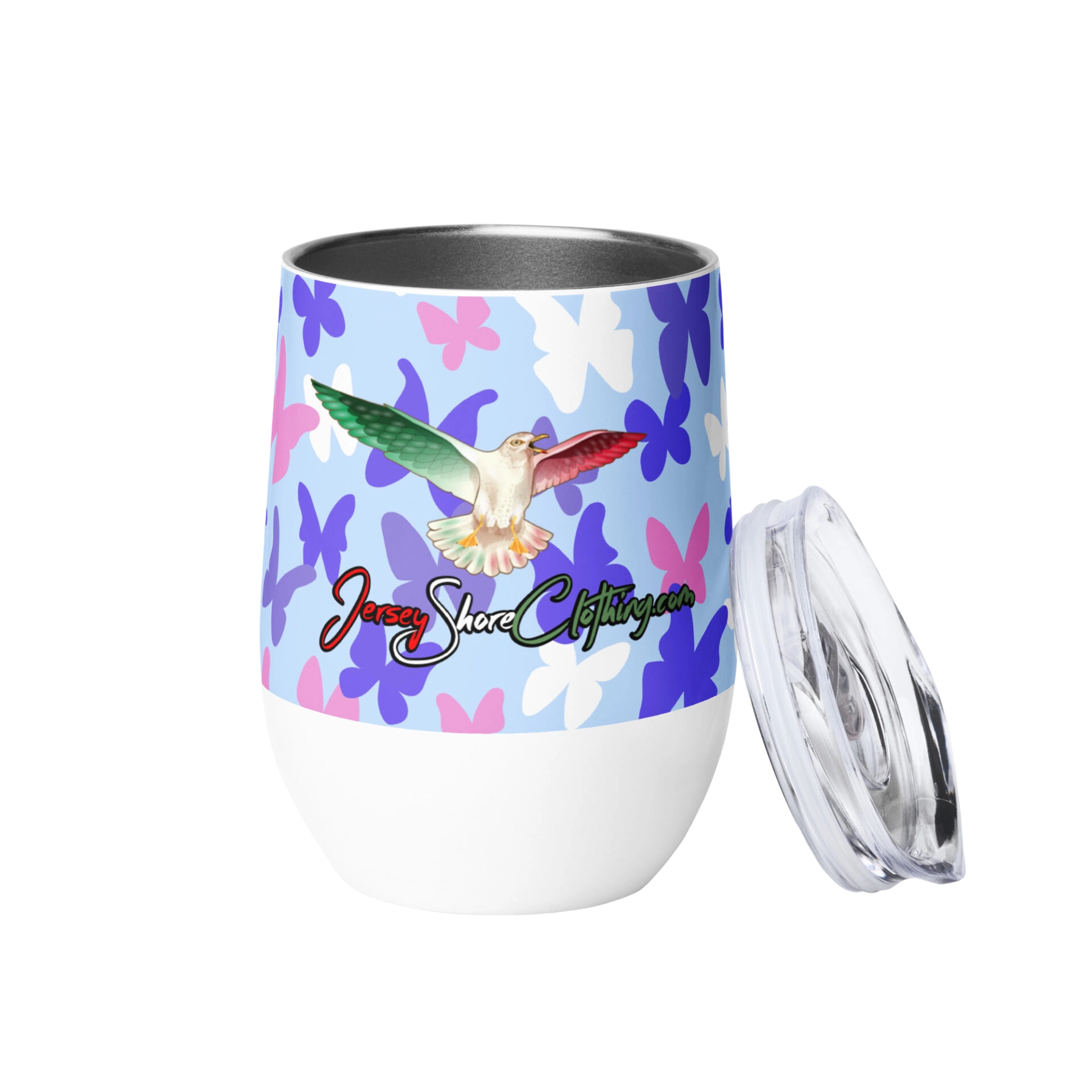 Insulated tumbler with dove and butterflies